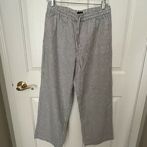 J. Crew Factory Black and White Drawstring Linen Pants - wide leg and high rise